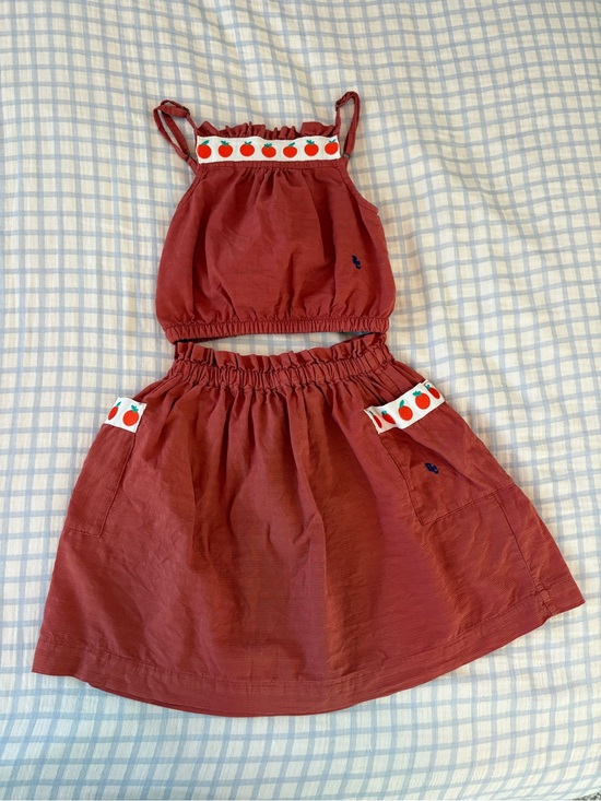 Bobo Choses Other - Bobo Choses Woven Red Tank Top and Skirt Set with Tomato Trim 🍅
